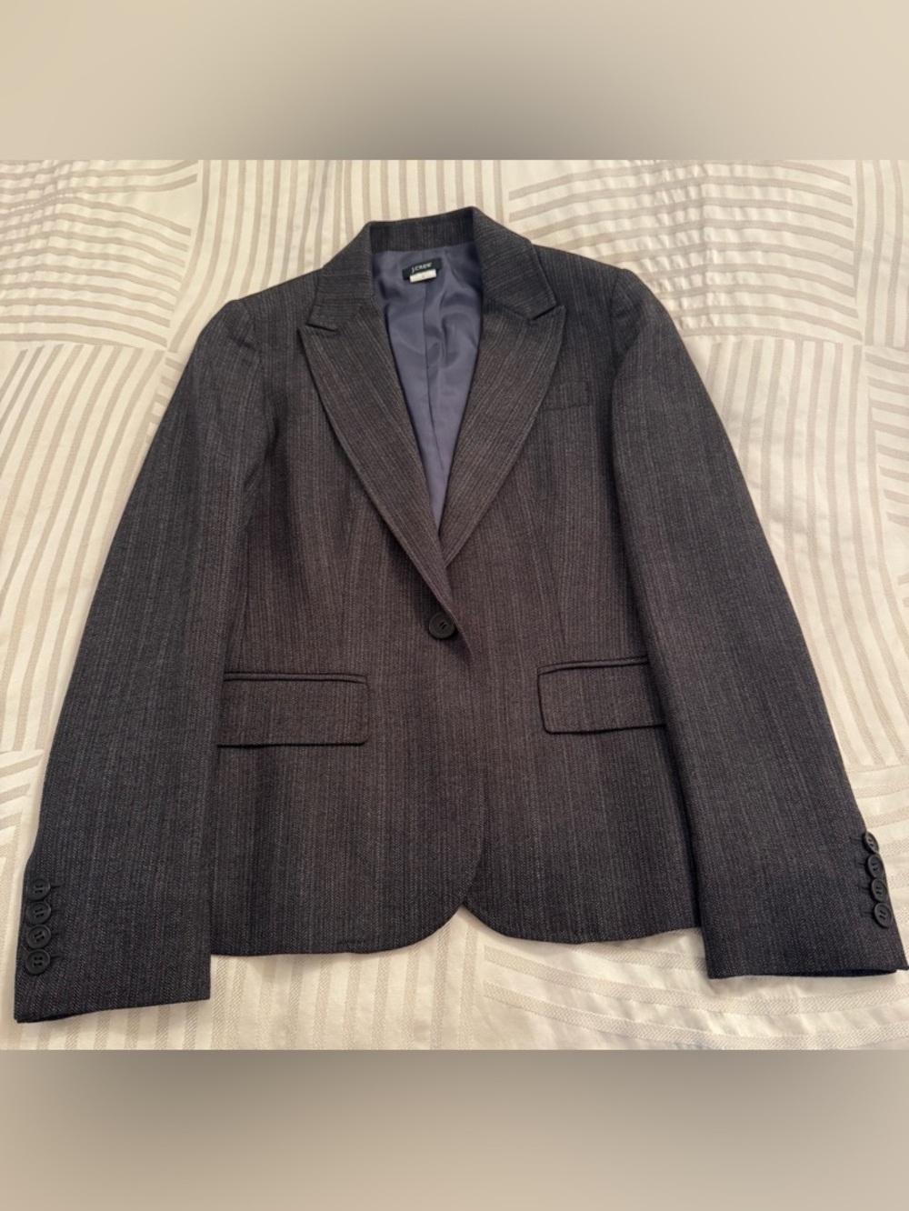 J. Crew Charcoal Gray Herringbone Wool Suit Blazer, w/ Suit Pant Sold Separately